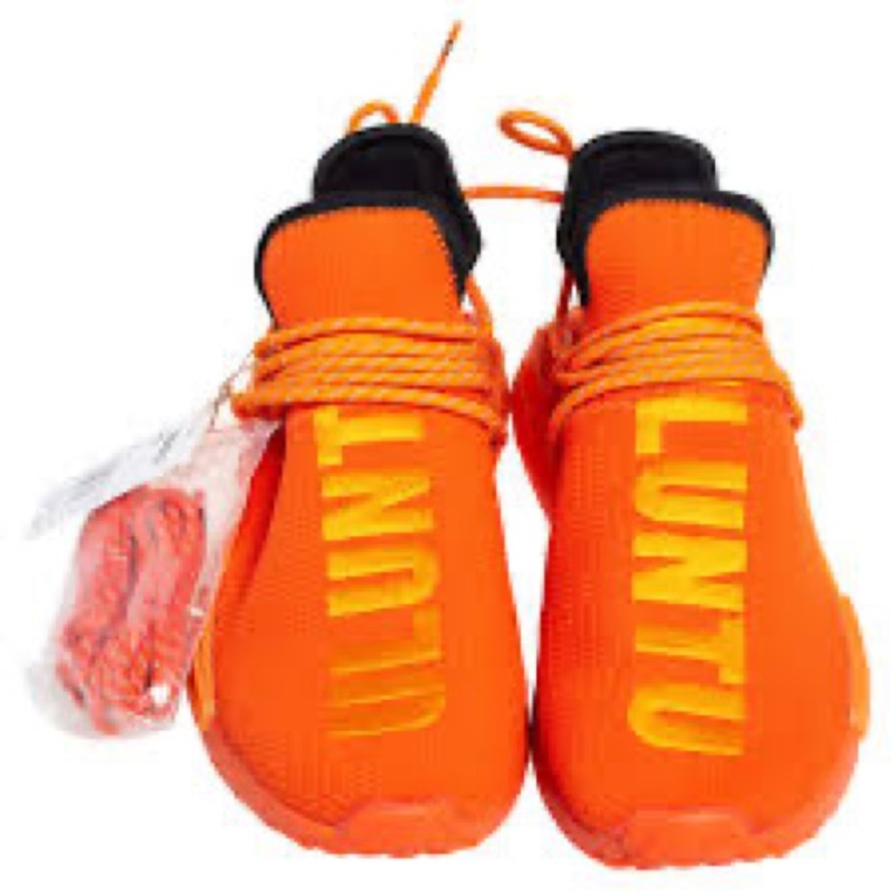 Pharrell Williams x Adidas Orange Fabric Human Race NMD sneakers
